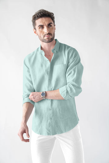 Premium Linen Soft Touch Sky Blue Shirt