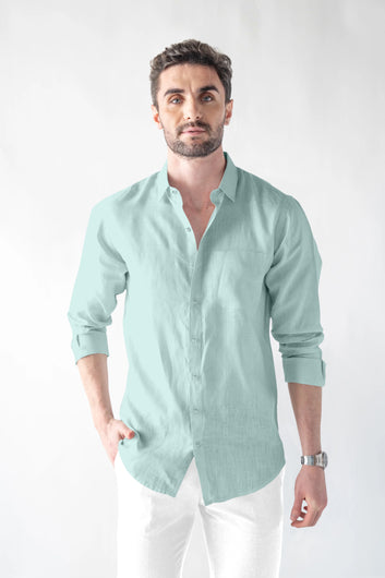 Premium Linen Soft Touch Sky Blue Shirt