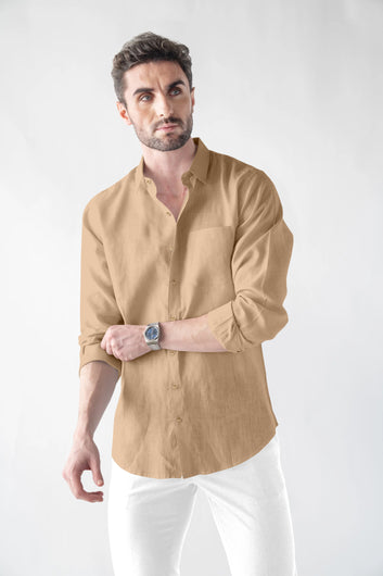 Premium Linen Soft Touch Brown Shirt