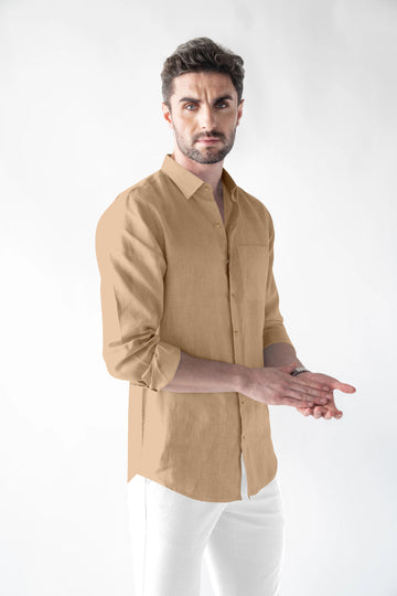 Premium Linen Soft Touch Brown Shirt