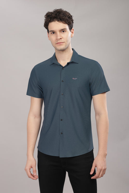 blue stretchable half sleev shirt