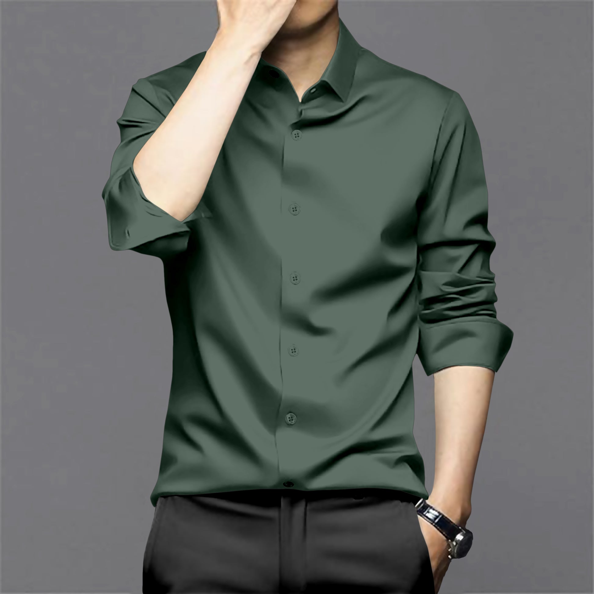 green cotton stylish shirts for men