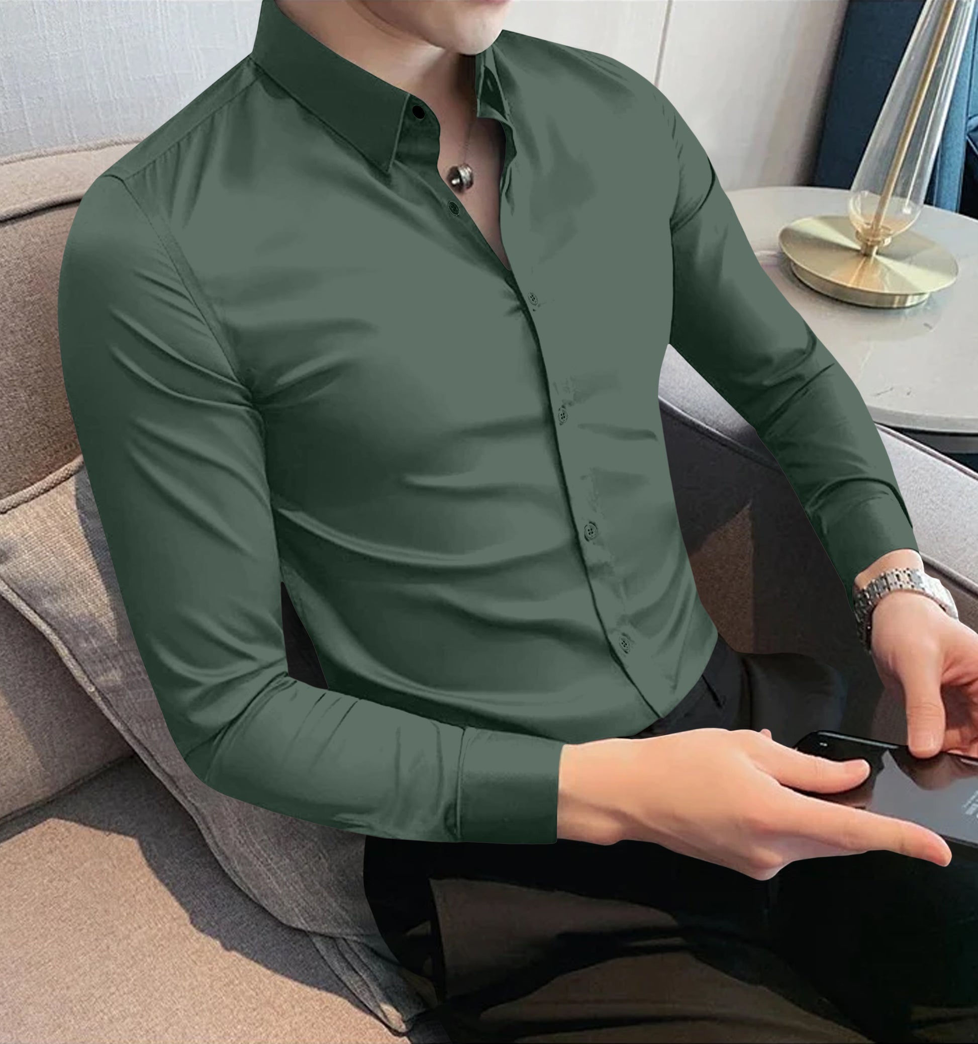 green gents cotton shirt