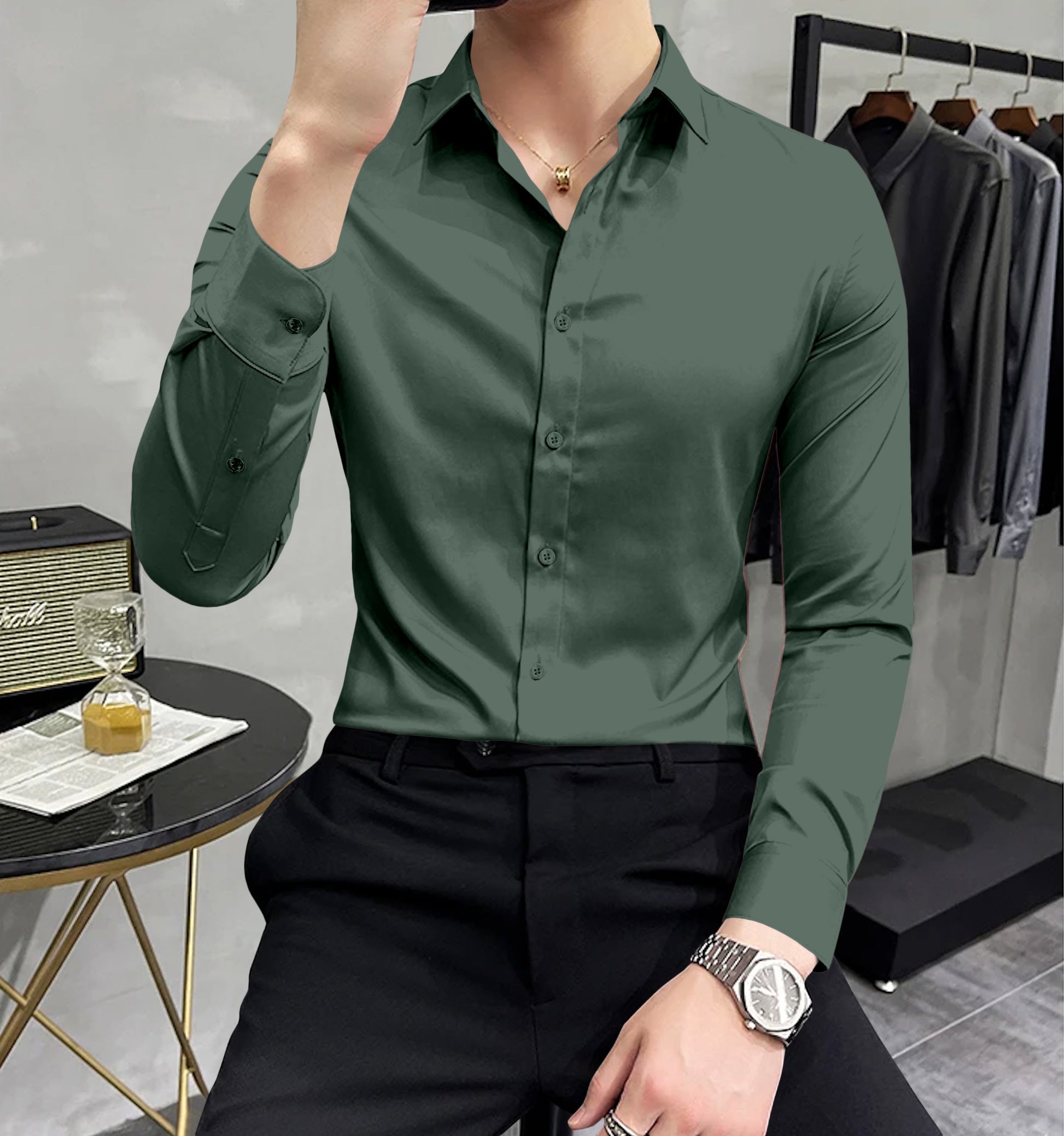 green high quality cotton shirts