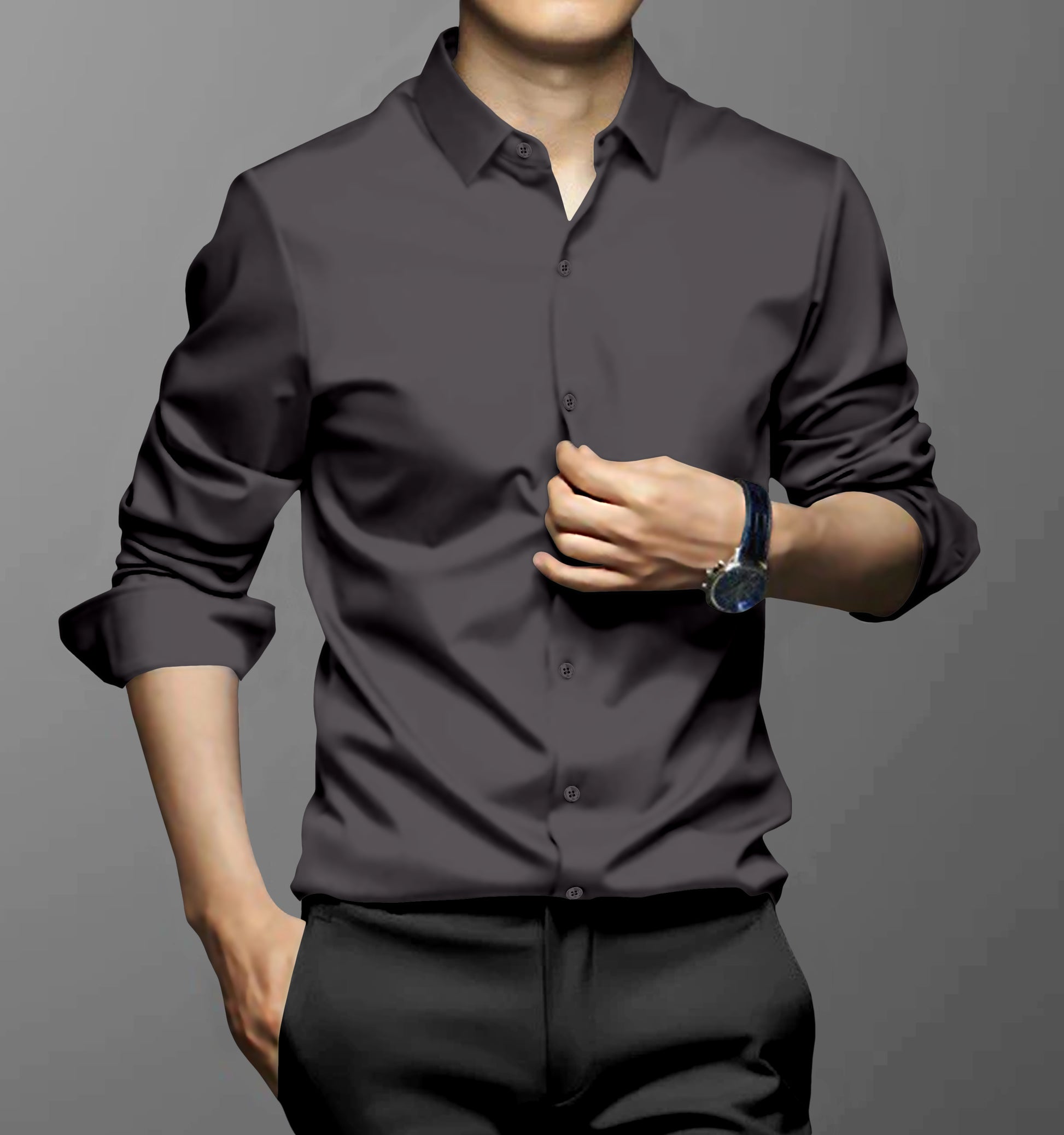 grey Best quality formal satin cotton shirt for man