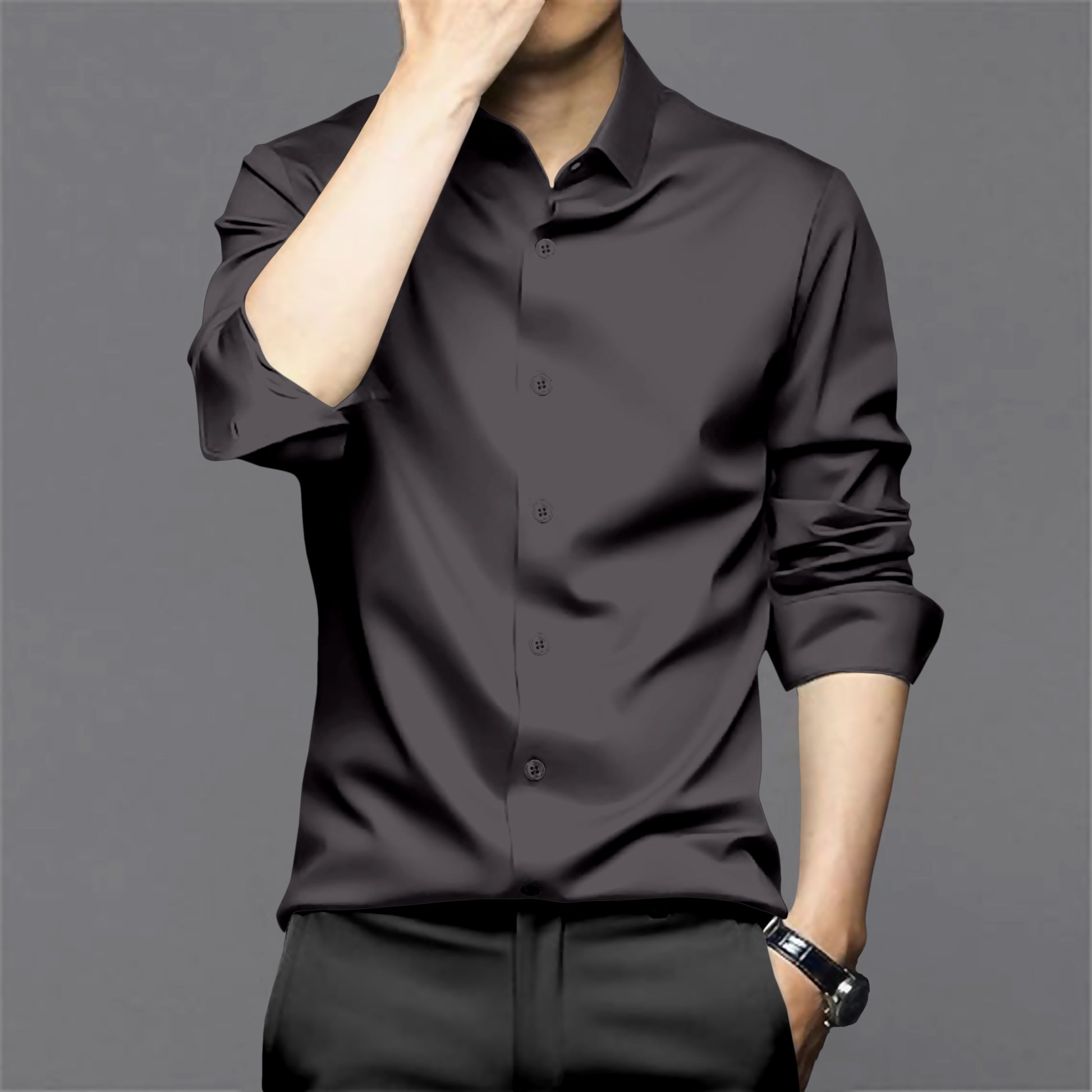 grey cotton stylish shirts for men