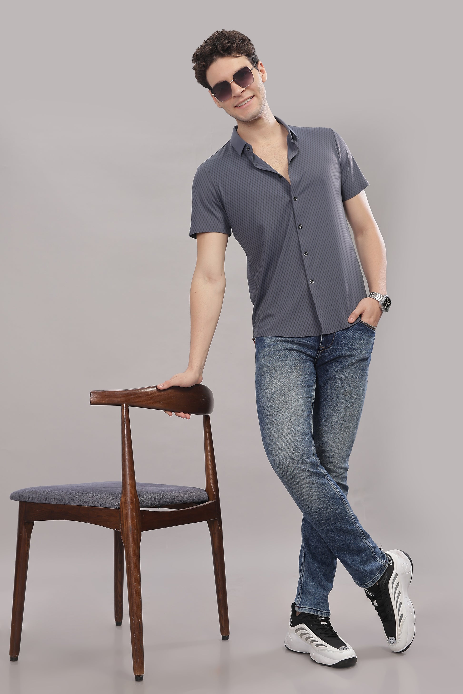 grey formal stretchable shirts