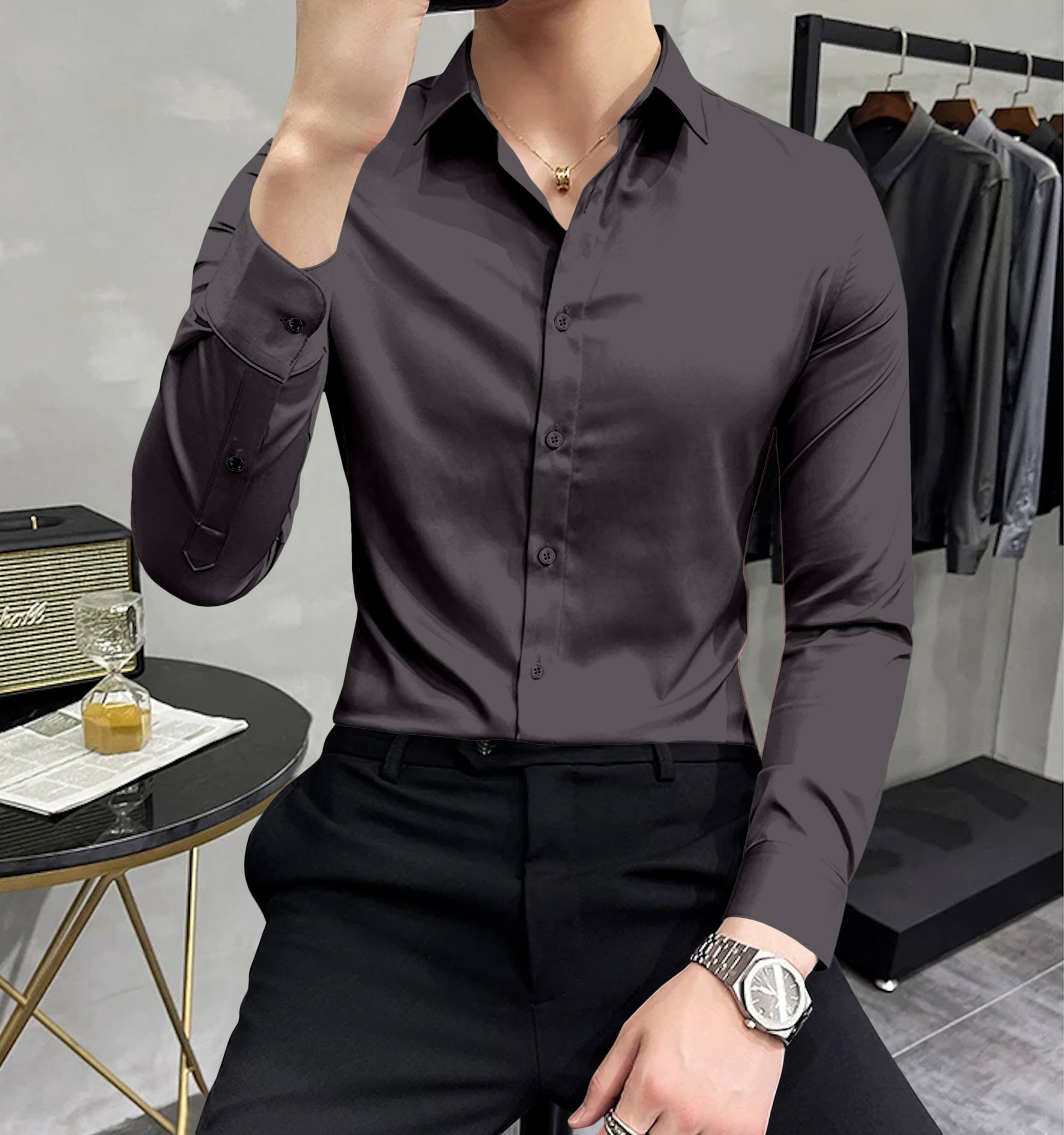 grey high quality cotton shirts