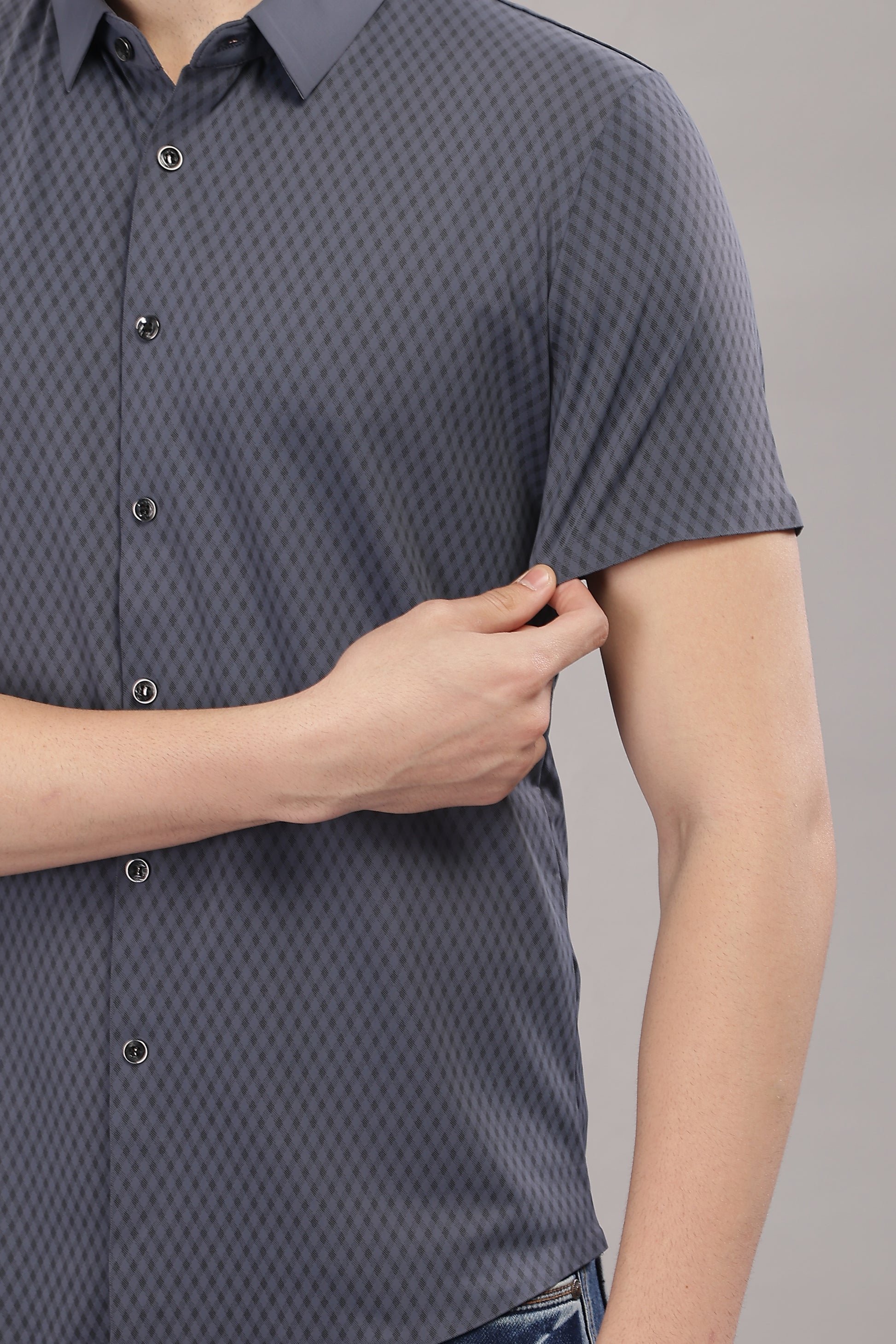 grey mens stretchable shirts