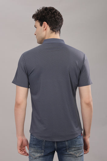 grey stretchable half sleev shirt