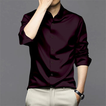 Wine Sheen Super Satin Premium Cotton Shirt