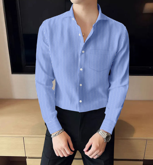 COTTON STRIPED SHIRT  Blue White