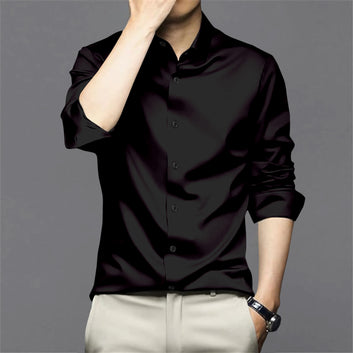 Black Sheen Super Satin Premium Cotton Shirt