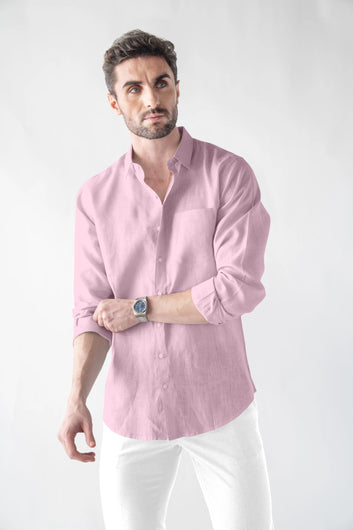 Linen Bland Soft Touch Pink Shirt