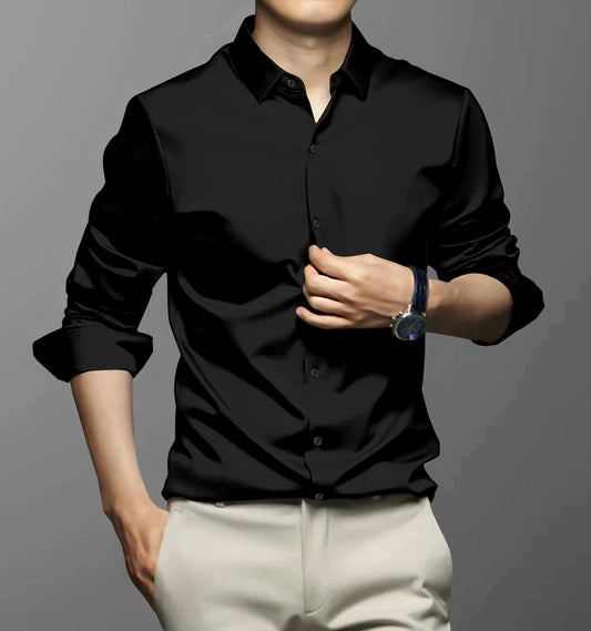 Black Sheen Super Satin Premium Cotton Shirt