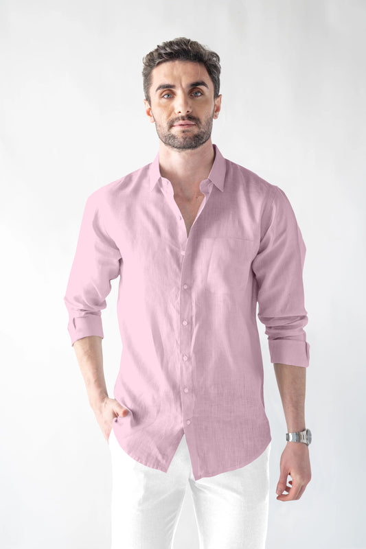 Linen Bland Soft Touch Pink Shirt