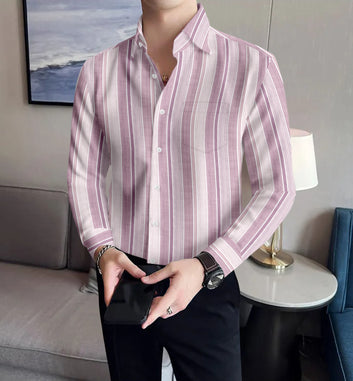 COTTON STRIPED SHIRT Pink White