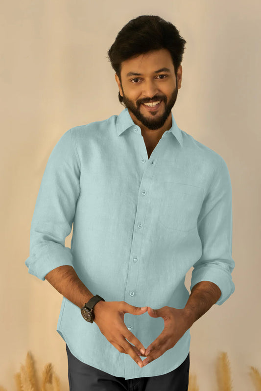 Premium Linen Soft Touch Sky Blue Shirt