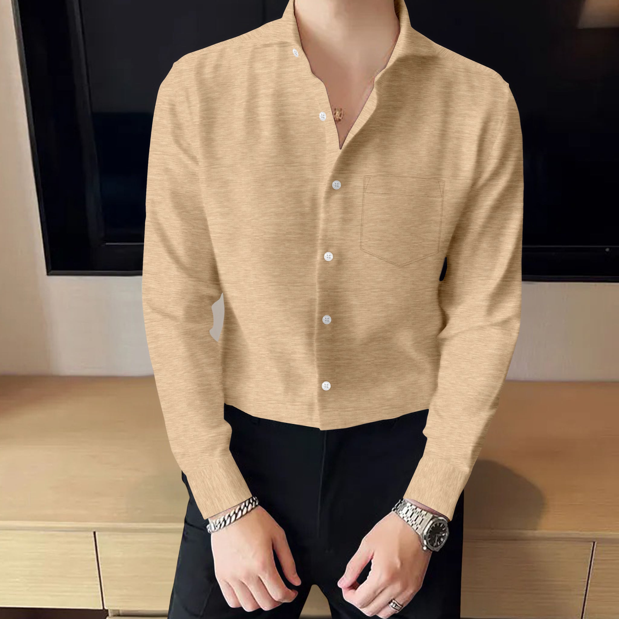 CLASSIC COTTON SHIRT Spreaded Wheat