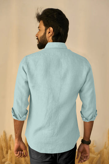 Premium Linen Soft Touch Sky Blue Shirt