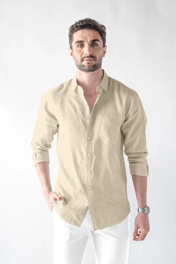 Linen Bland Soft Touch Cream Shirt