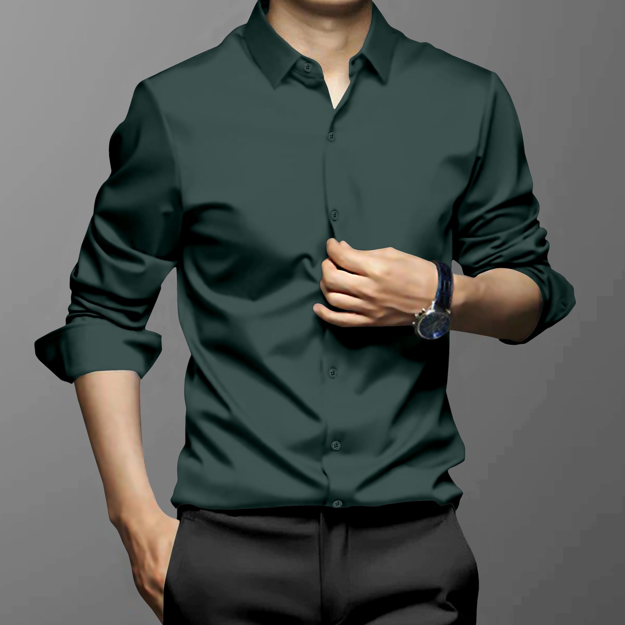 Green Sheen Super Satin Premium Cotton Shirt