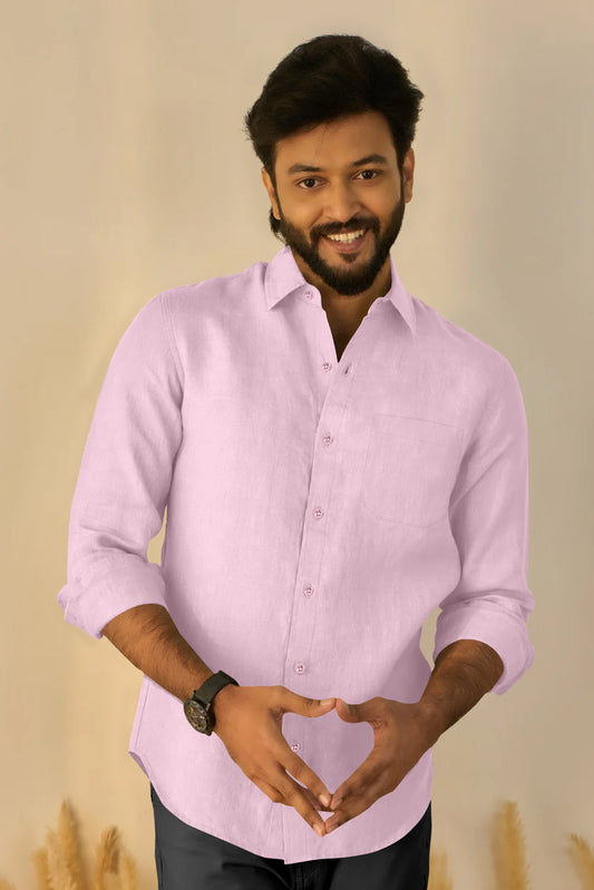 Premium Linen Soft Touch Pink Shirt