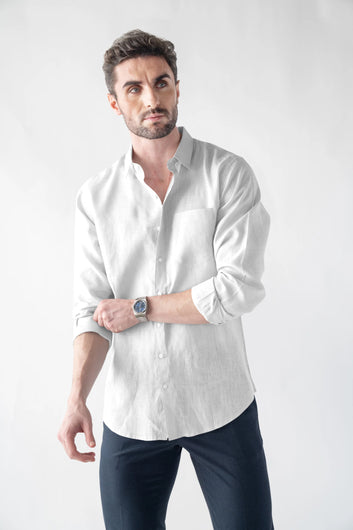Linen Bland Soft Touch White Shirt
