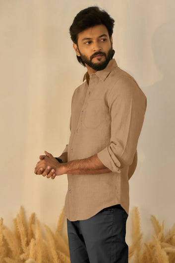 Premium Linen Soft Touch Brown Shirt