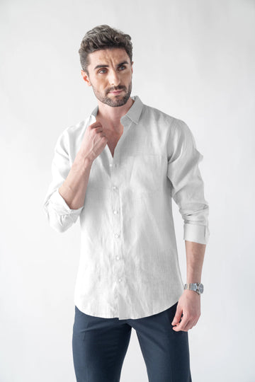 Linen Bland Soft Touch White Shirt
