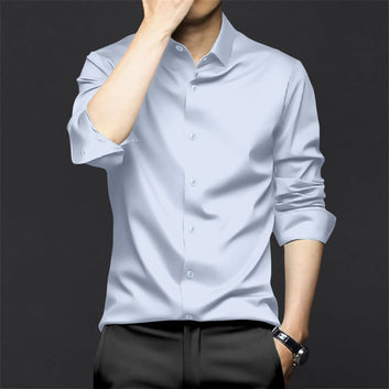 Cadet Blue Sheen Super Satin Premium Cotton Shirt