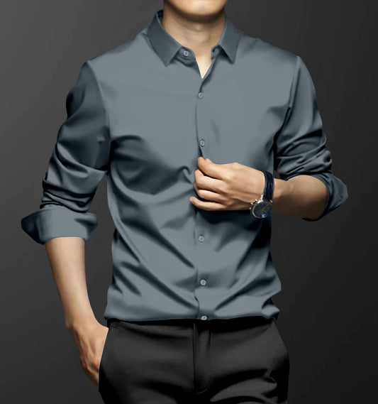 Limed Spruce Sheen Super Satin Premium Cotton Shirt