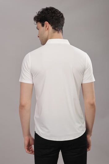 White Plain Stretchable Imported Shirt