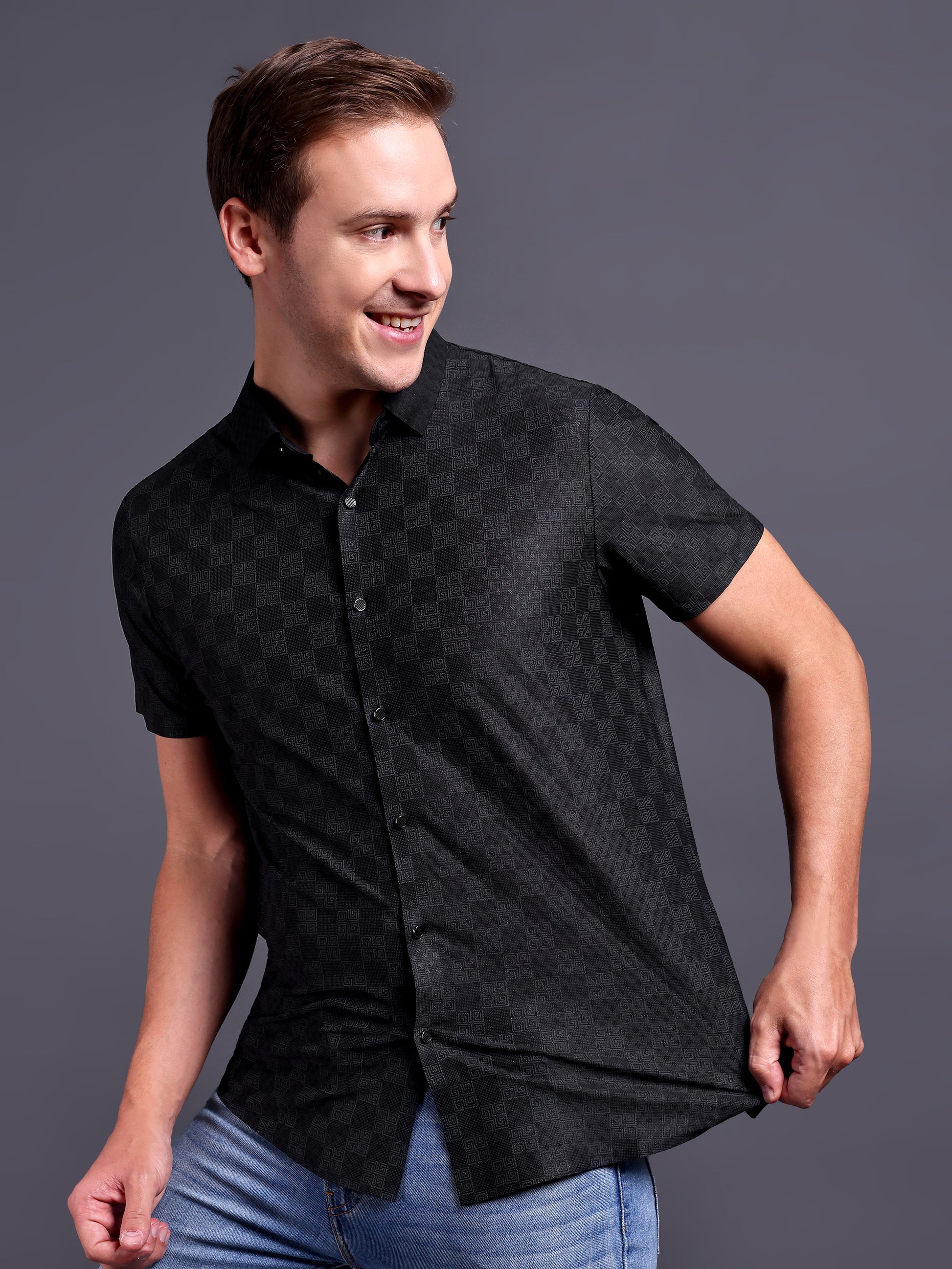 black Casual stretchable shirts