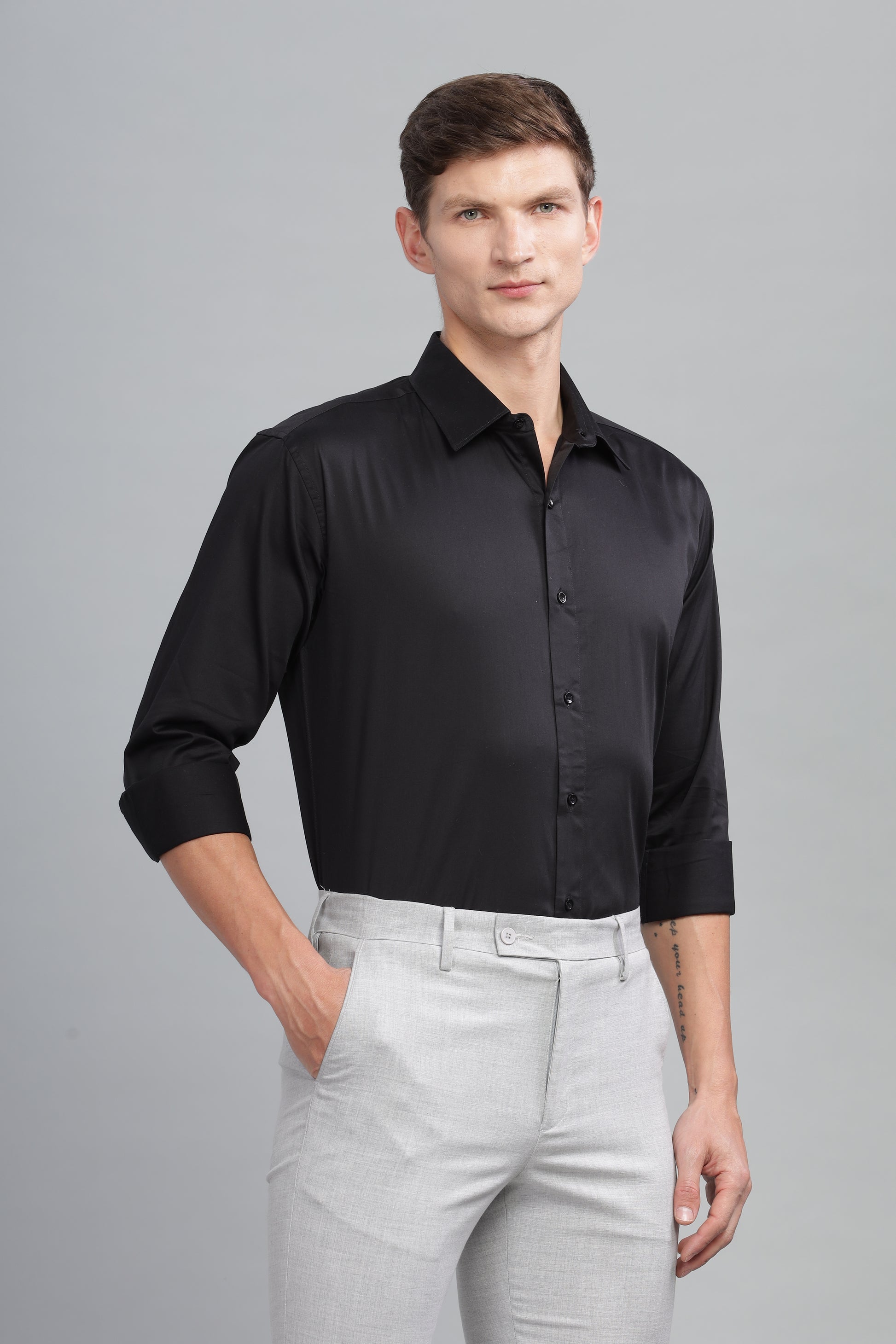 black cotton stylish shirts for men