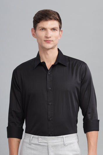 Formy Night Black Luxury Satin Cotton Shirt For Men's