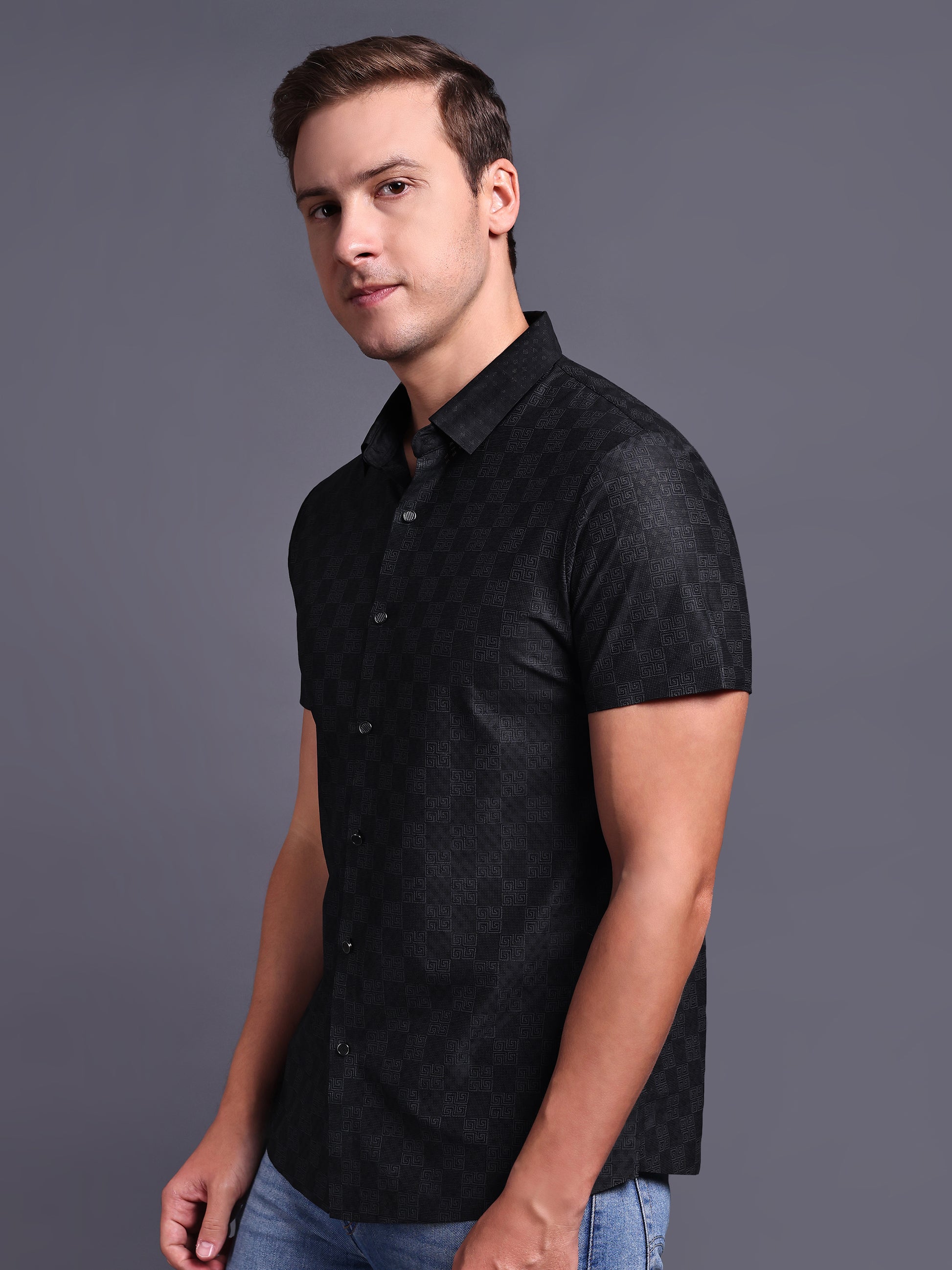 black imported stretchable shirts for men