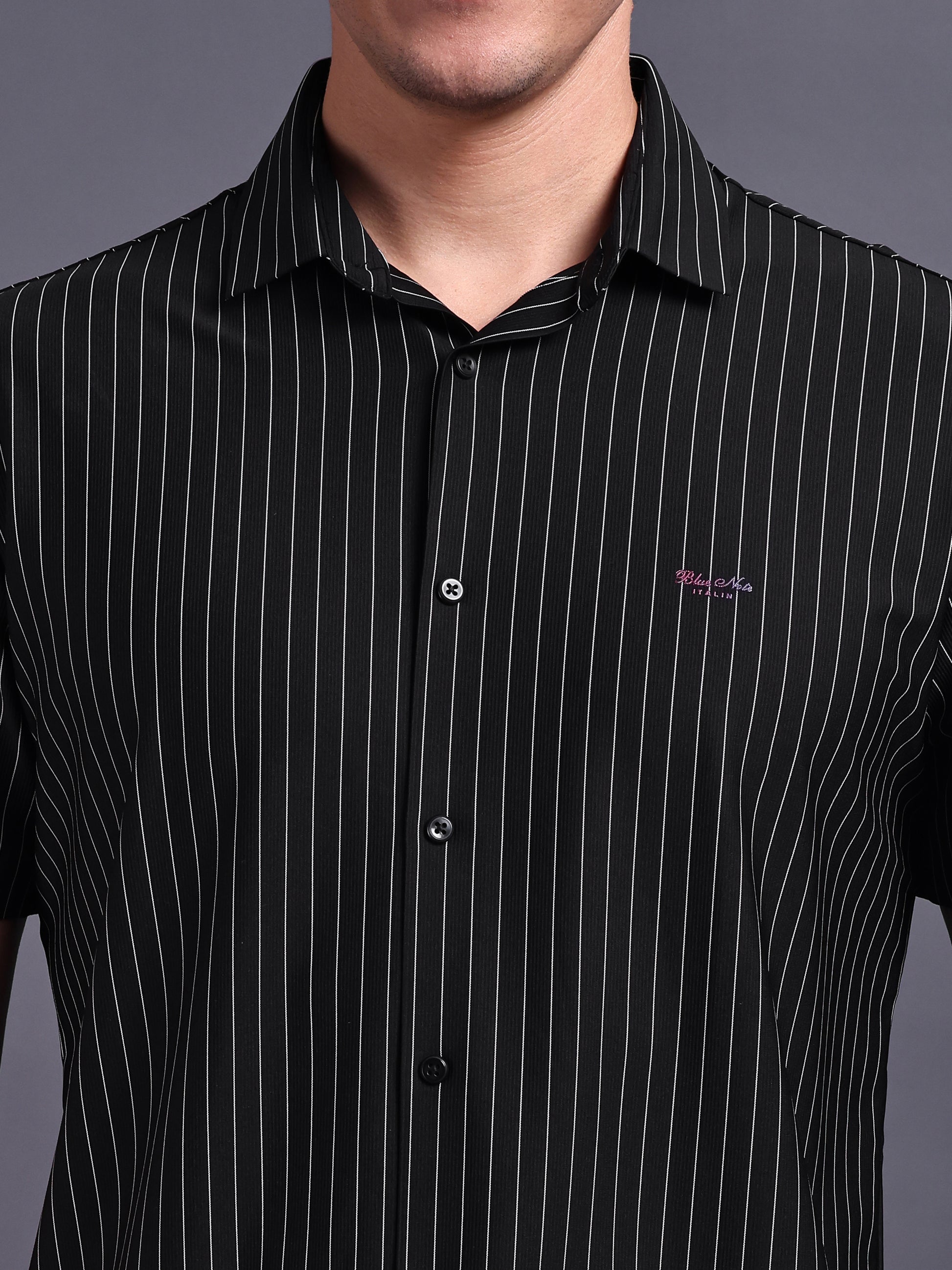 black stripped formal stretchable shirts