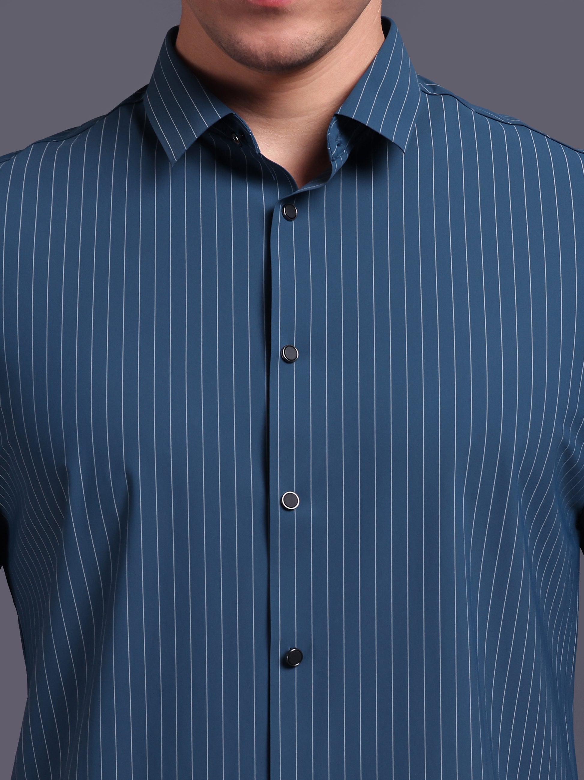 blue stripped formal stretchable shirts