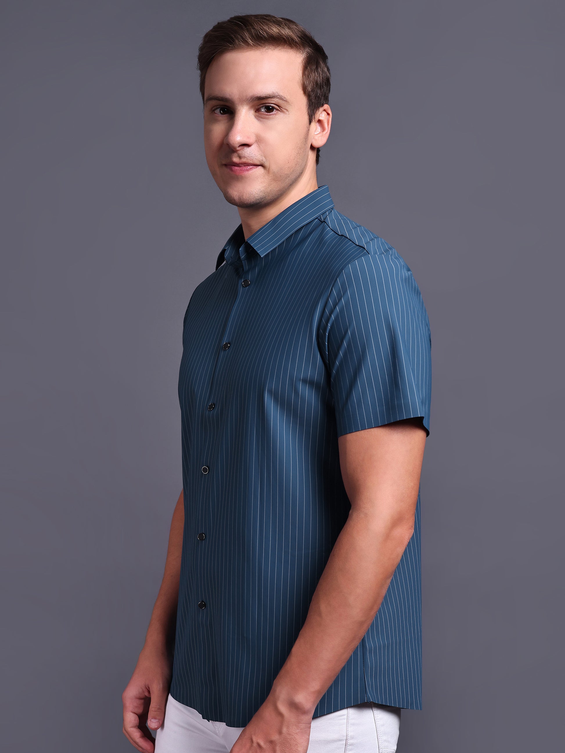 blue stripped imported stretchable shirts