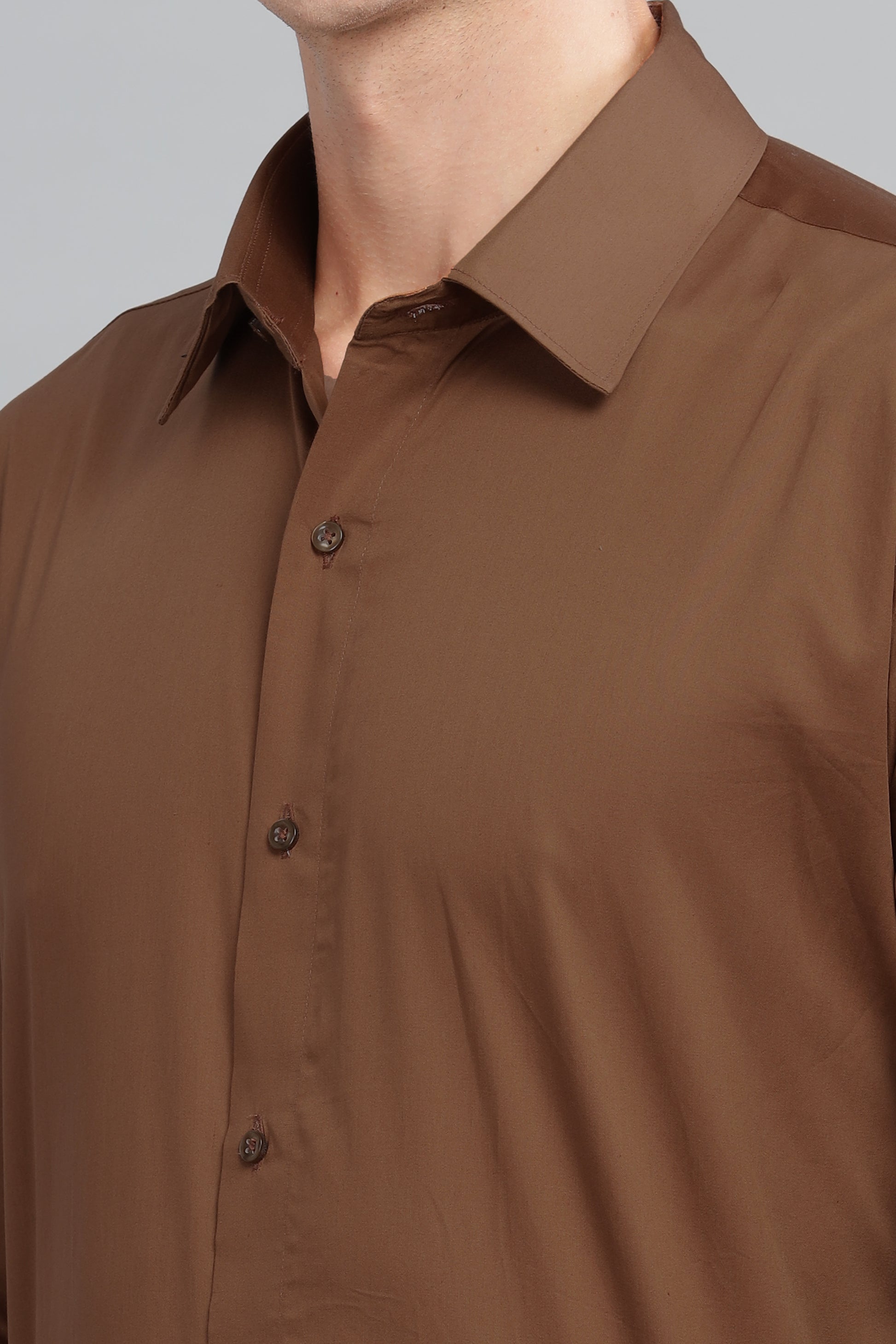 brown Giza satin cotton mens shirt