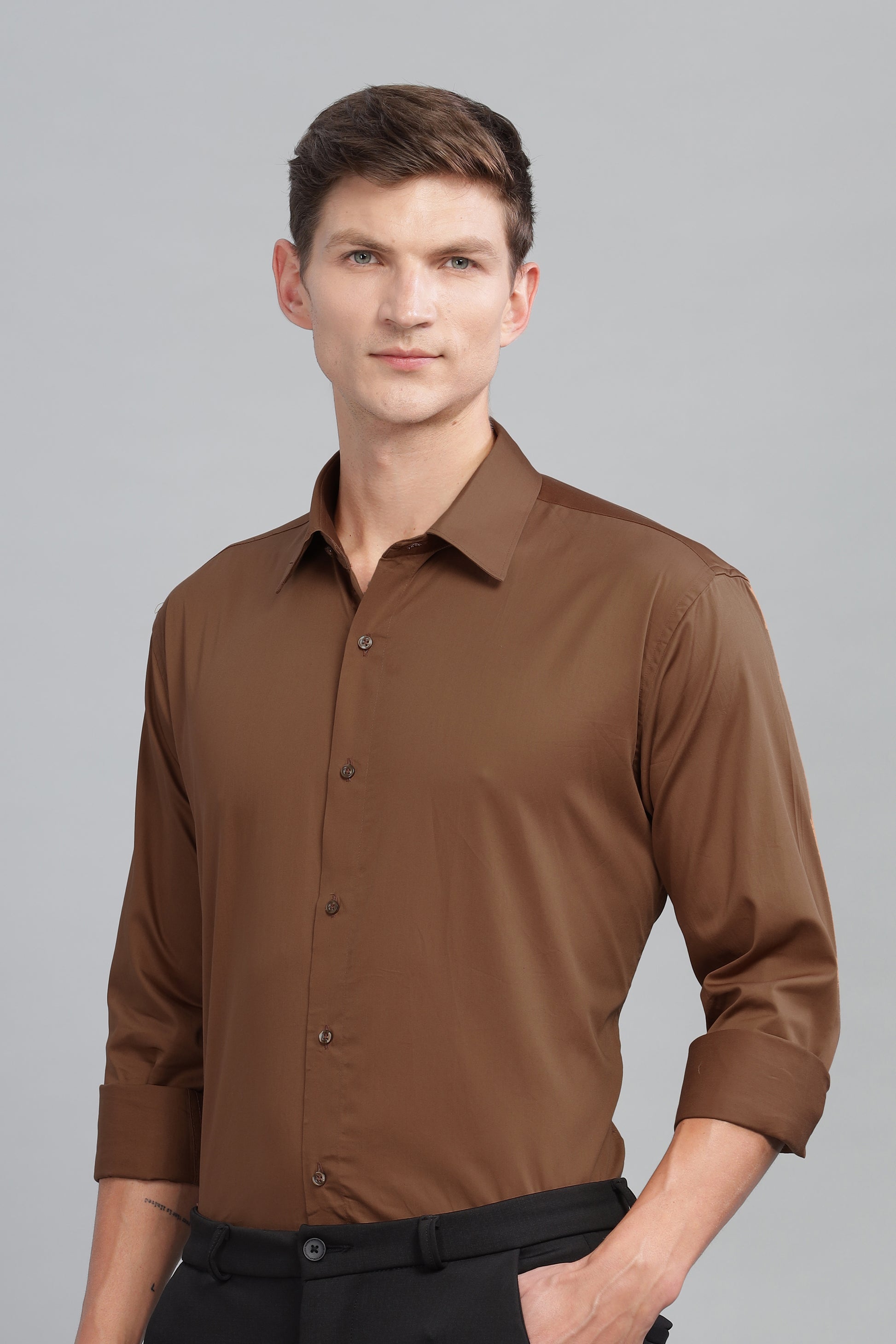 brown cotton shirts for men branded