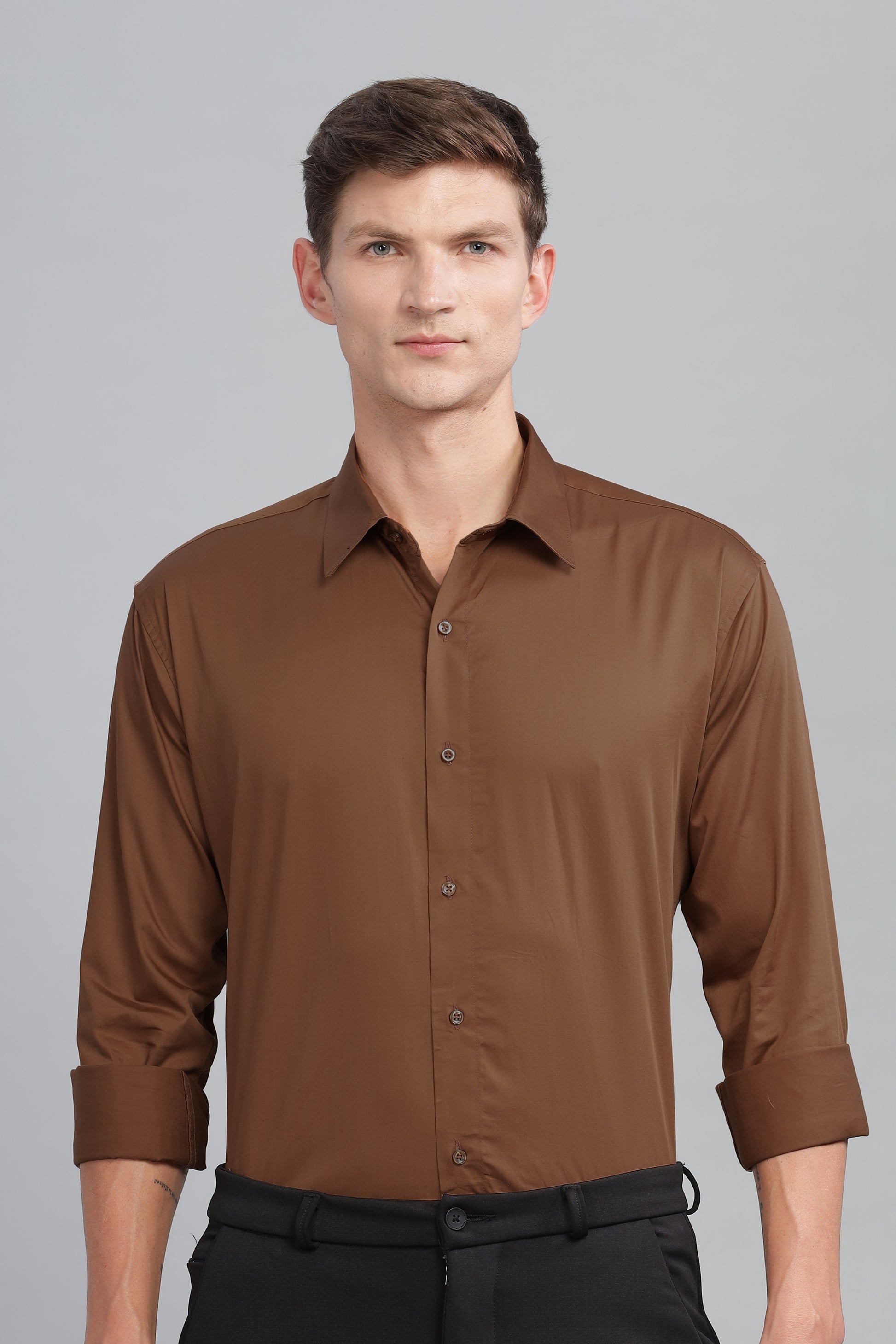 brown high quality cotton shirts