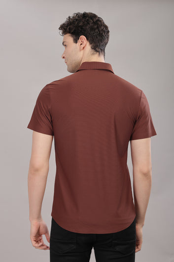 Brown Stretchable Imported Shirt