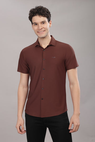 brown stretchable half sleev shirt