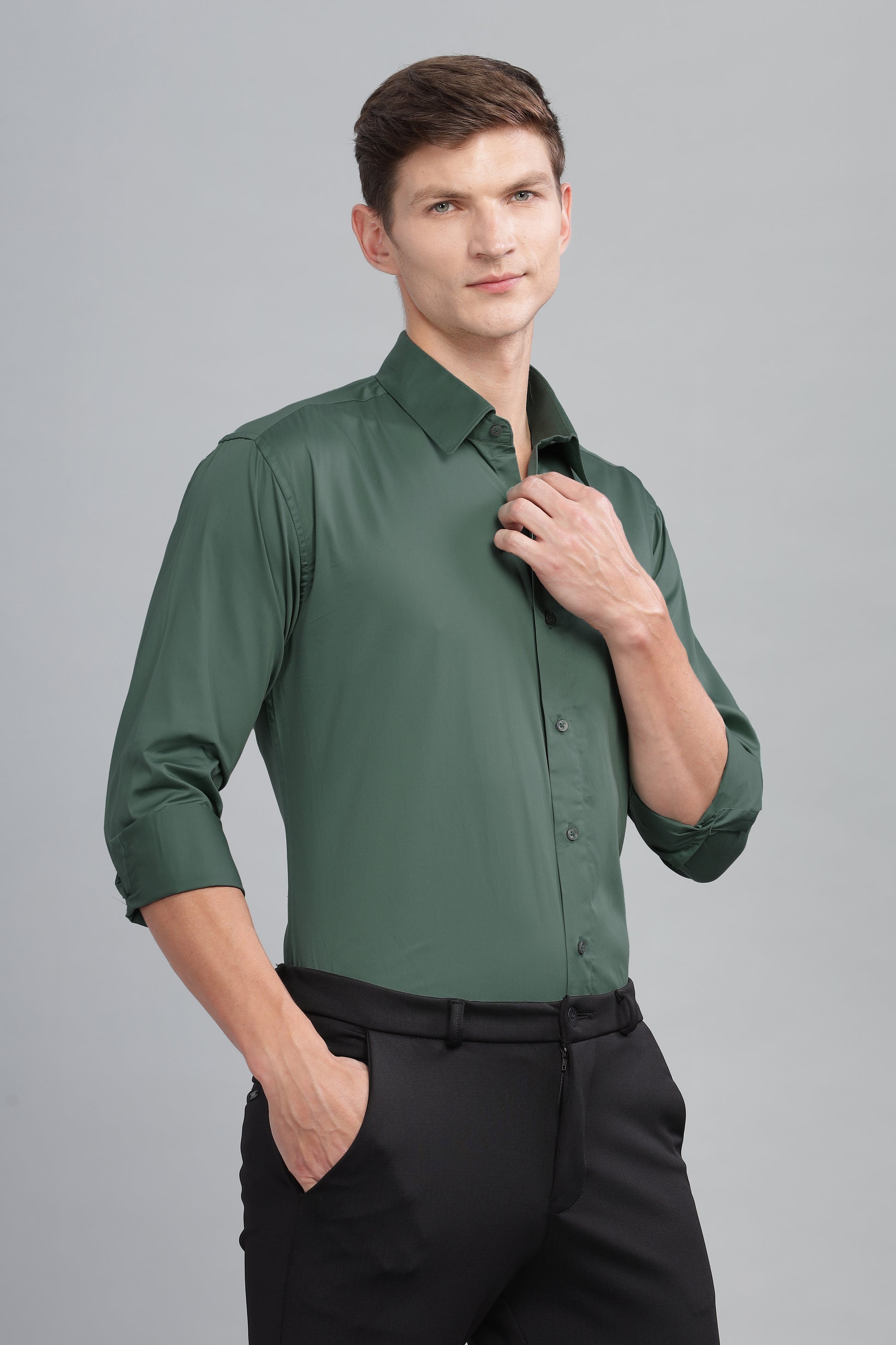 green cotton stylish shirts for men