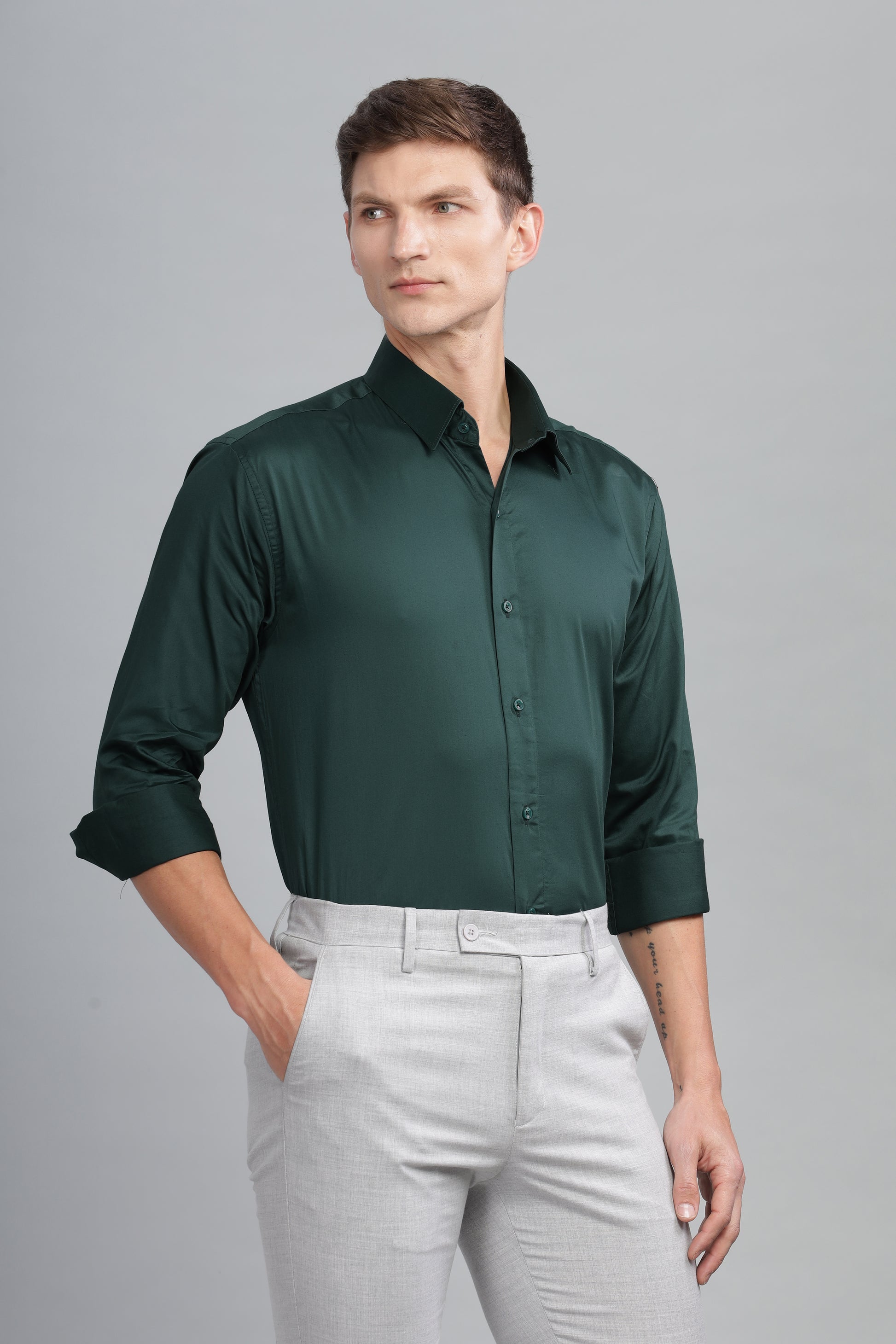 green cotton stylish shirts for men