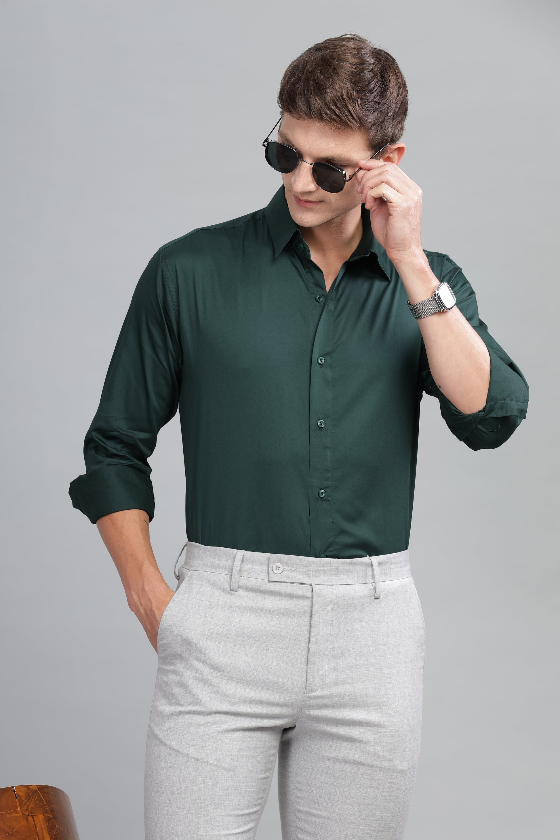 green mens formal linen shirts on sale