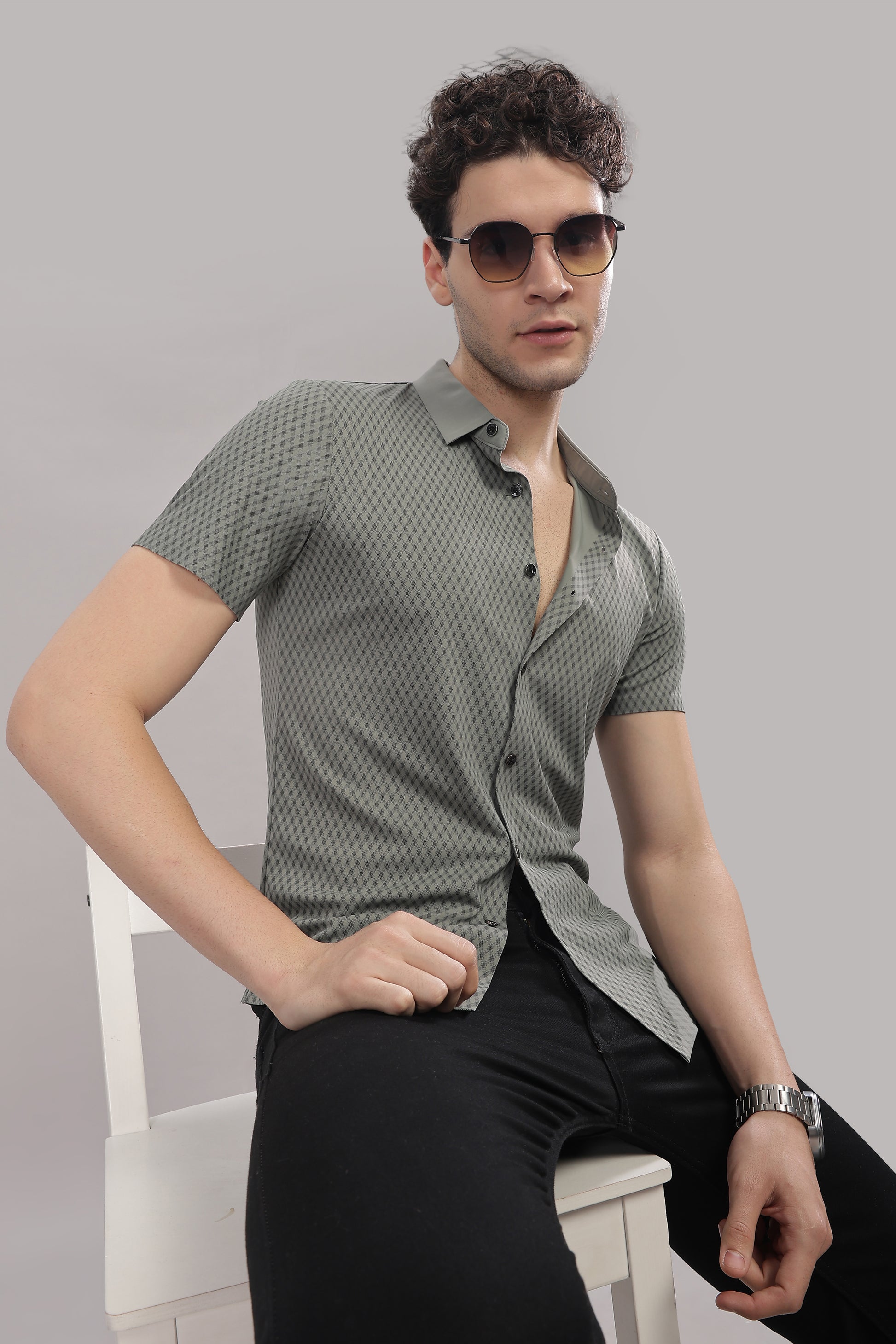 grey Casual stretchable shirts