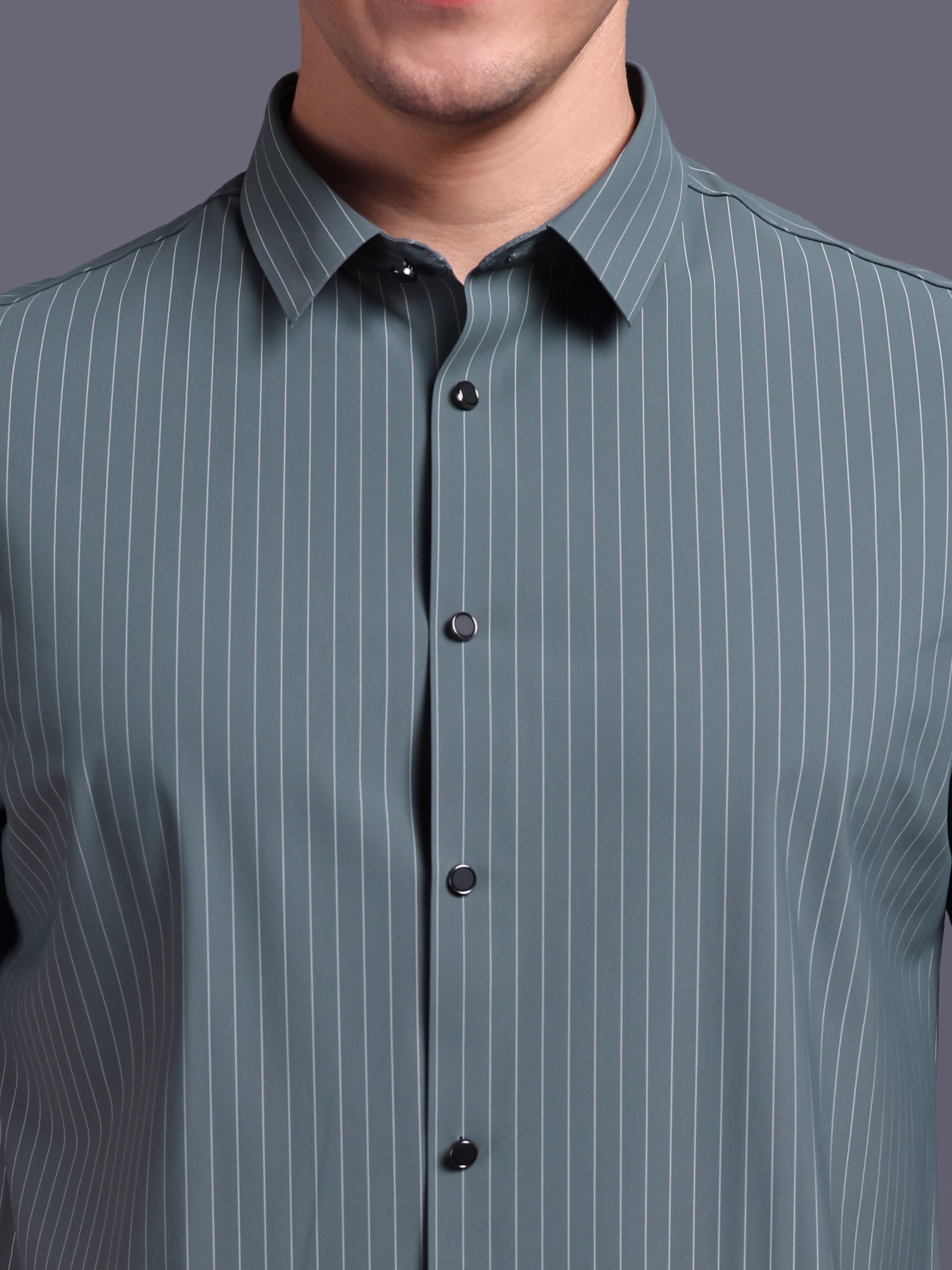 grey stripped formal stretchable shirts